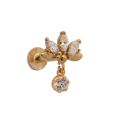 Tree Single Cartilage Earring with Dangle Zirconia