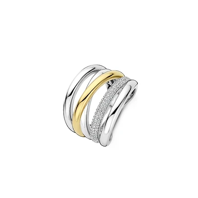 Crossover Trilogy Two Tone Wide Ring