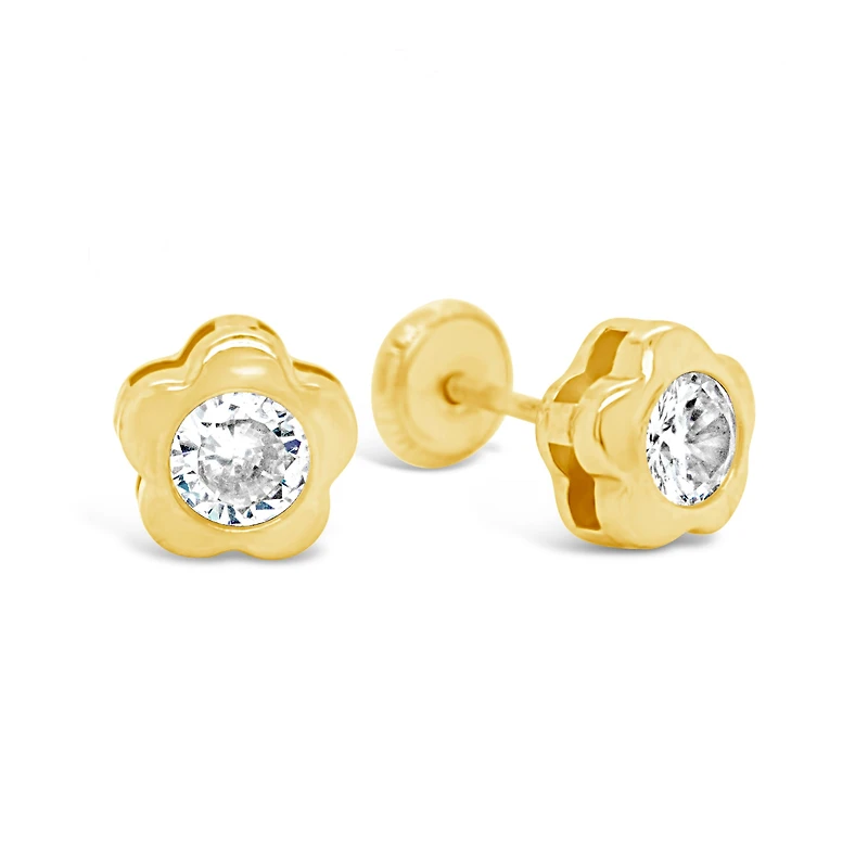 7MM Flower CZ Stud Earrings