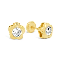 7MM Flower CZ Stud Earrings