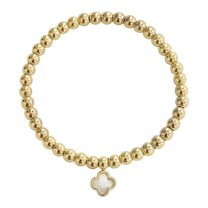 Mother Pearl Clover Gold Fill Elastic Bracelet