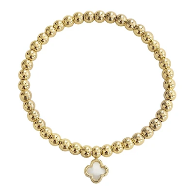 Mother Pearl Clover Gold Fill Elastic Bracelet