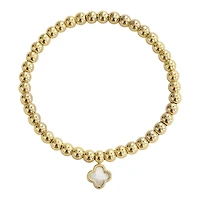Mother Pearl Clover Gold Fill Elastic Bracelet