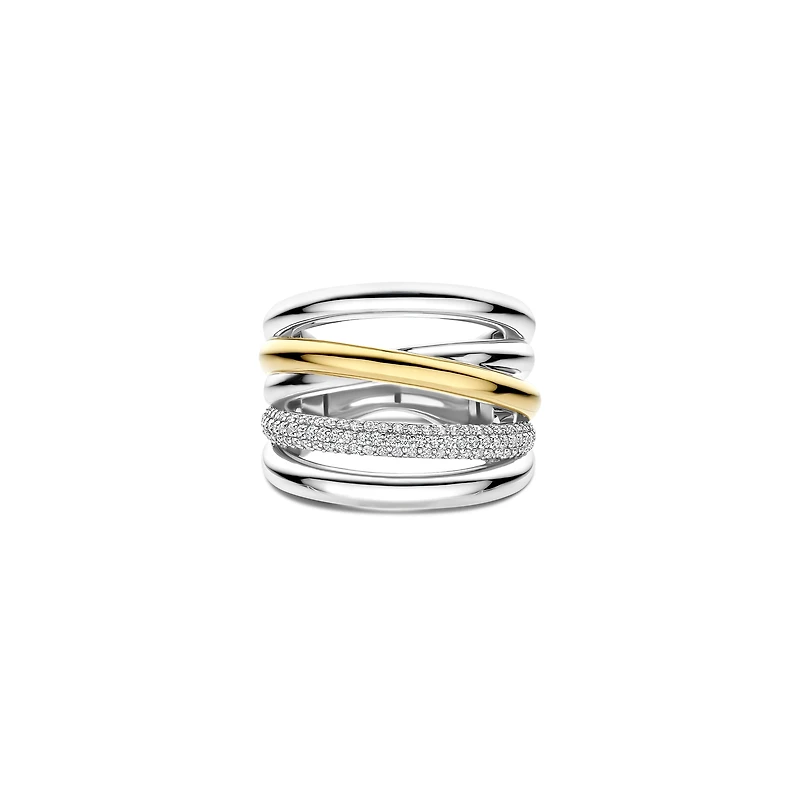 Crossover Trilogy Two Tone Wide Ring