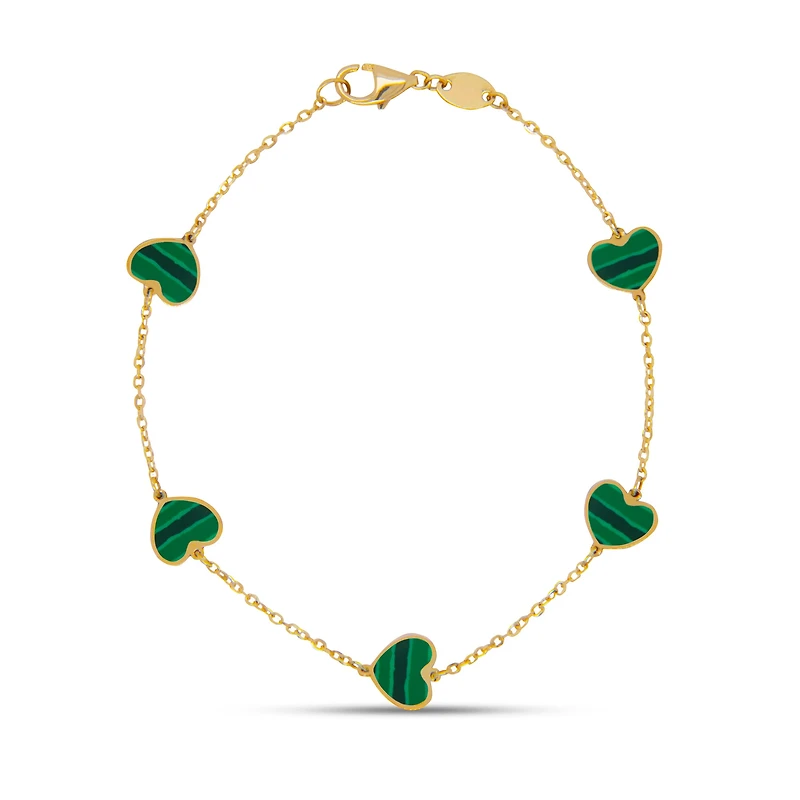 Heart Inlay Malachite Bracelet