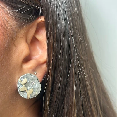 Leaf Pink Stone Earrings