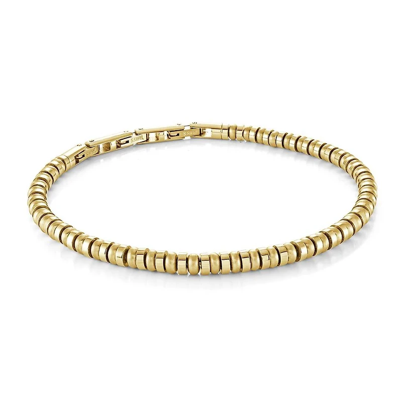 4MM Polished and Brushed Alternating Beads Steel Bracelet