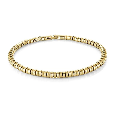 4MM Polished and Brushed Alternating Beads Steel Bracelet