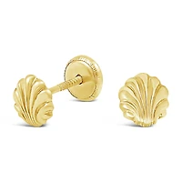 Sea Shell with Screwback 14k Gold Stud Earrings