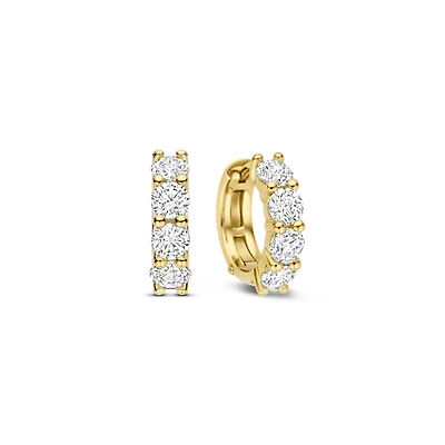 12MM Zirconia Golden Huggie Earrings