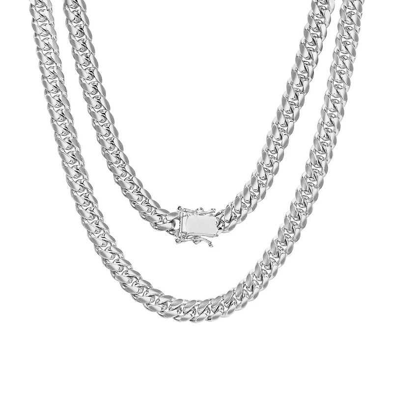Cuban Solid 5MM White Gold Chain