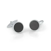 Steel and Onyx Round Cufflinks