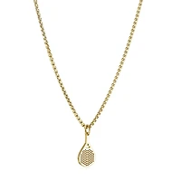 Padel Racket Gold Steel Necklace