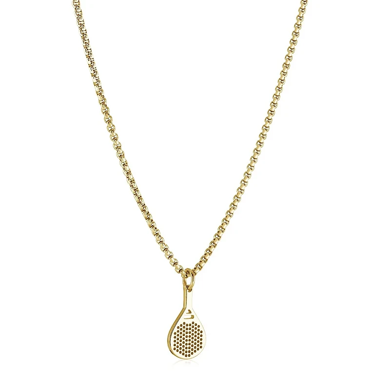 Padel Racket Gold Steel Necklace