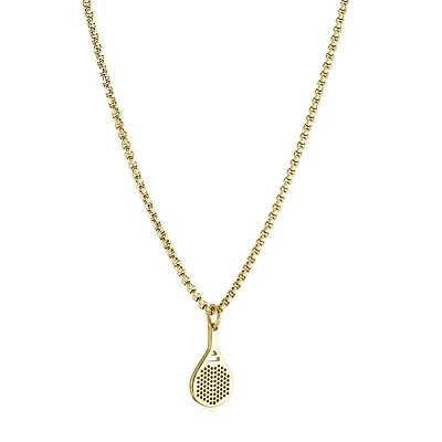 Padel Racket Gold Steel Necklace