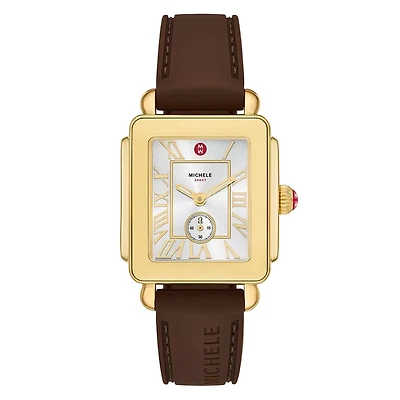 Deco Sport Gold Tone Brown Silicone 31MM Watch