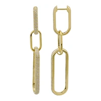Three Paper Clip Links Diamond Earrings