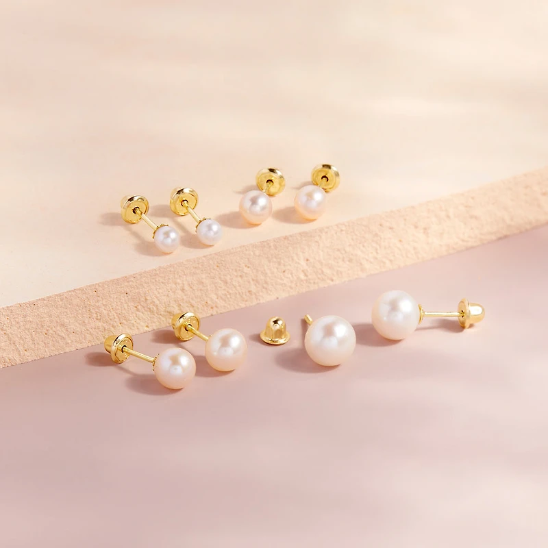 Kids 18K 3MM Pearl Stud Earrings