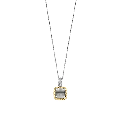 Grey Green Cushion Twisted Frame Necklace