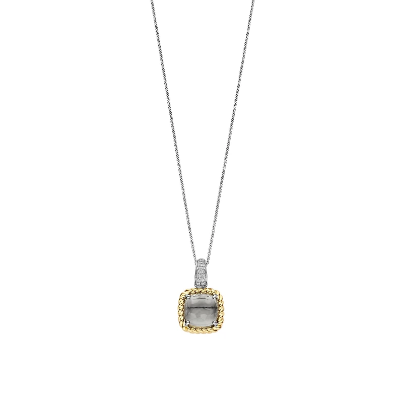 Grey Green Cushion Twisted Frame Necklace