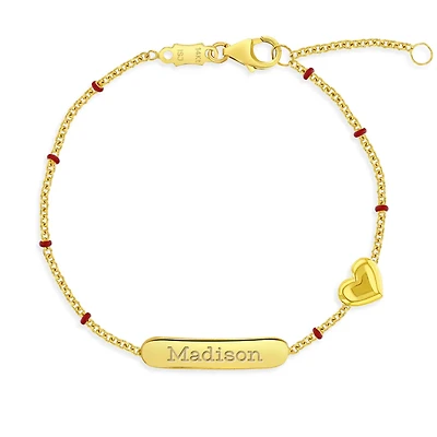 Kids Red Enamel and Heart Valentino Tag ID Bracelet