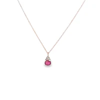 Rose Gold Necklace with Oval Cut Ruby and Diamond Pendant