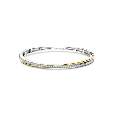 Crossover Golden Pave Bangle Bracelet