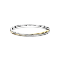 Crossover Golden Pave Bangle Bracelet