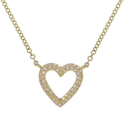 Open Heart Yellow Gold .13CT Diamond Necklace