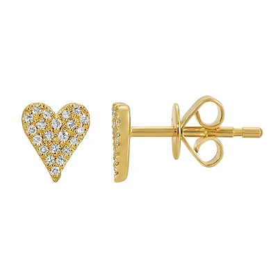 Elongated Heart Pave Diamond Stud Earrings