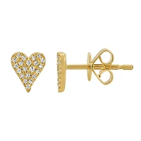 Elongated Heart Pave Diamond Stud Earrings