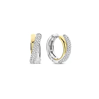 Crossover Two Tone Huggie Earrings
