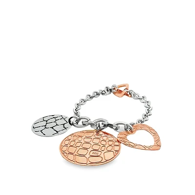 Two-Tone Heart and Circles Pendant Bracelet