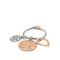 Two-Tone Heart and Circles Pendant Bracelet
