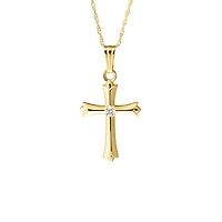 16MM Cross with Diamond on Rope Chain Kids Necklace