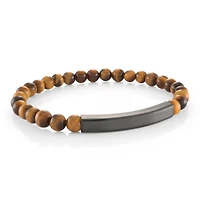 Tiger Eye Black Plate Bead Bracelet