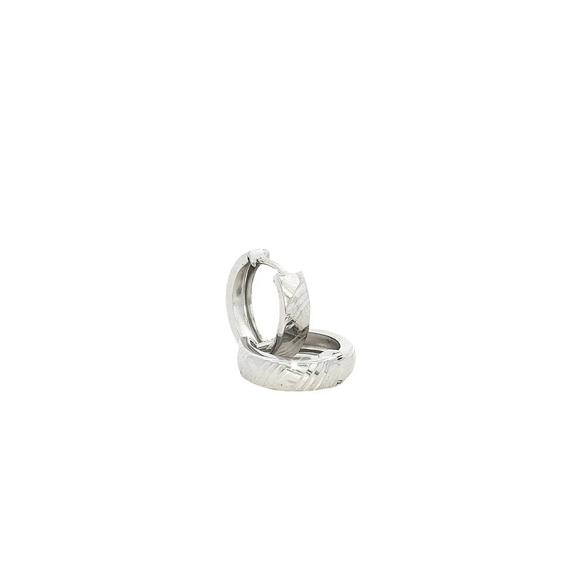 Textured White Gold Huggie Earrings