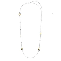 XOXO Two Tone Pave Long Necklace