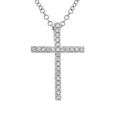 Diamond Cross 17MM White Gold Necklace