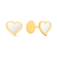 Slanted Heart Mother pearl 5MM Stud Earrings