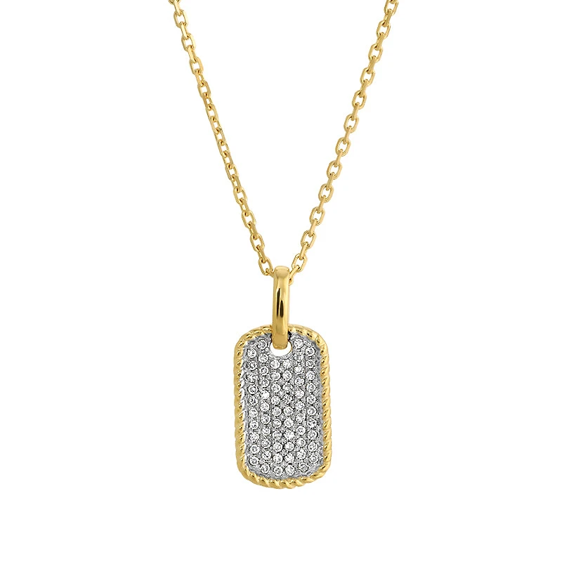 Mini Diamonds Pave Dogtag Necklace
