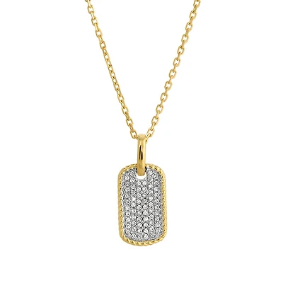Mini Diamonds Pave Dogtag Necklace
