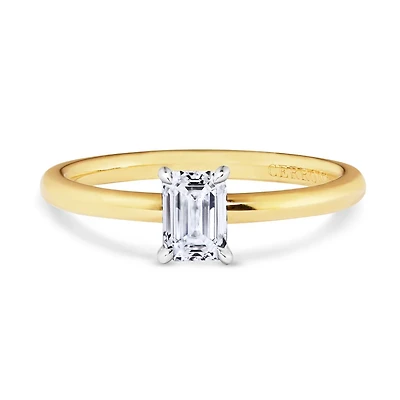 .50CT Emerald Cut Solitaire Diamond Engagement Ring in Yellow Gold