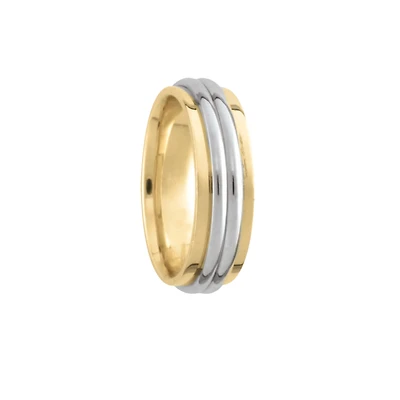 6mm Two Tone Domed Wedding Ring