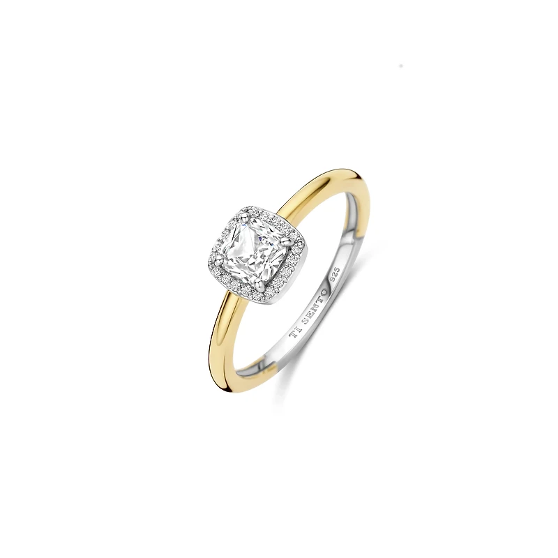 Cushion Halo Two Tone Ring