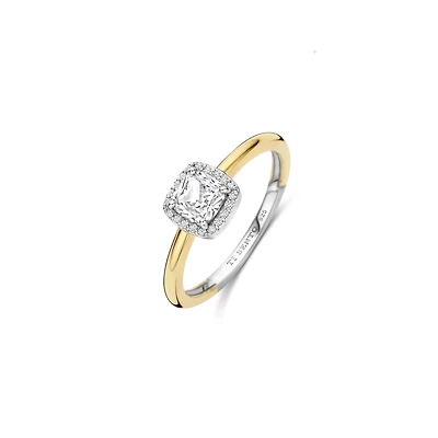Cushion Halo Two Tone Ring