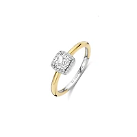 Cushion Halo Two Tone Ring