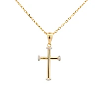 Two Tone Cross Pendant with Zirconias - 30MM