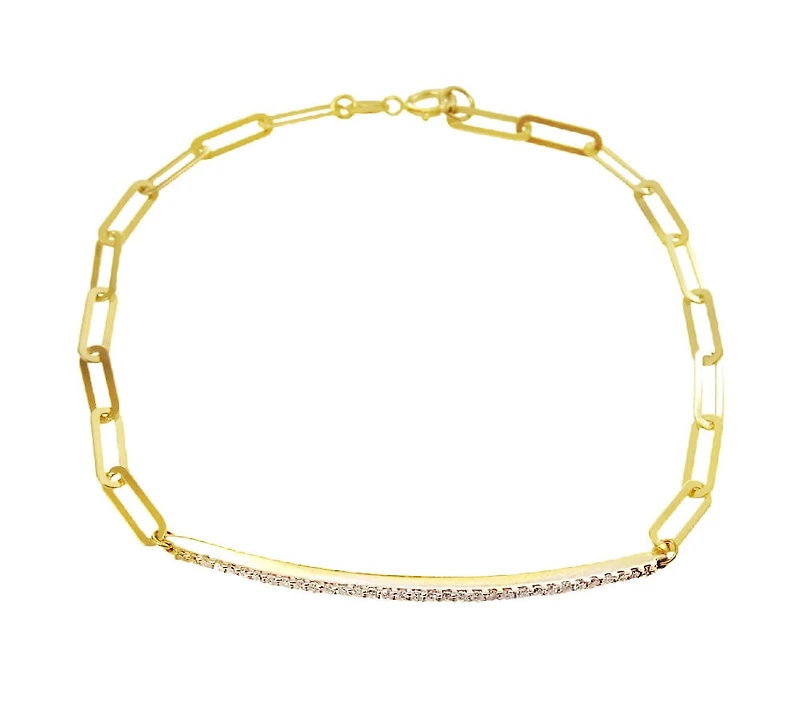 Paperclip Diamond Bar Bracelet