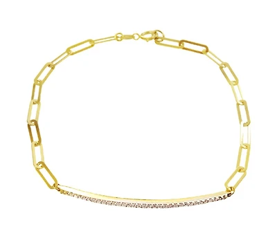 Paperclip Diamond Bar Bracelet